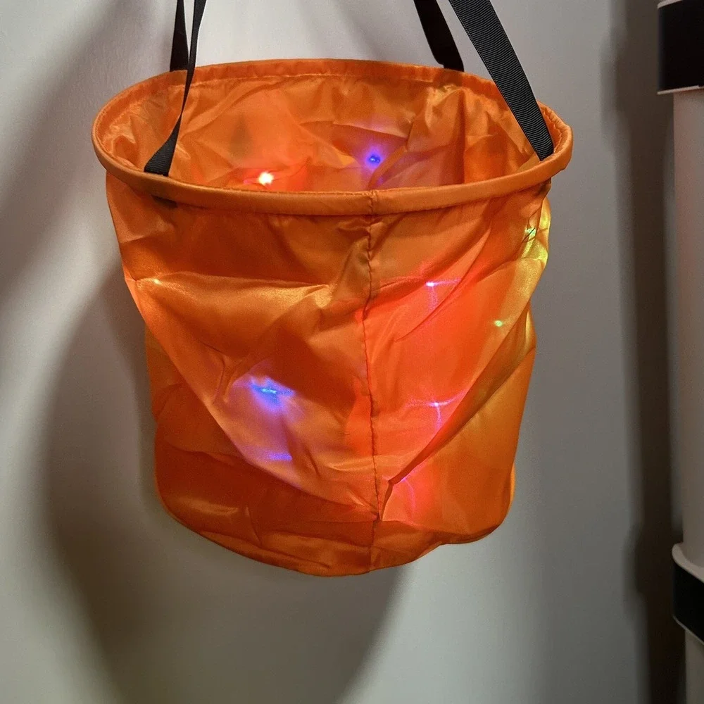 3 Pcs LED Light Halloween Candy Bags for Kids Light up Smile Face Halloween